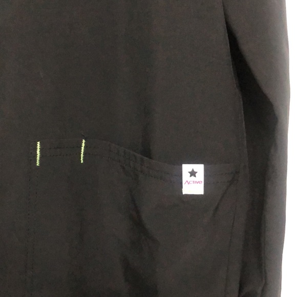 ScrubStar ETHICAL FABRIC Black Scrub JACKET Snap Front SoftCuffs POCKETS LikeNew - Picture 3 of 6